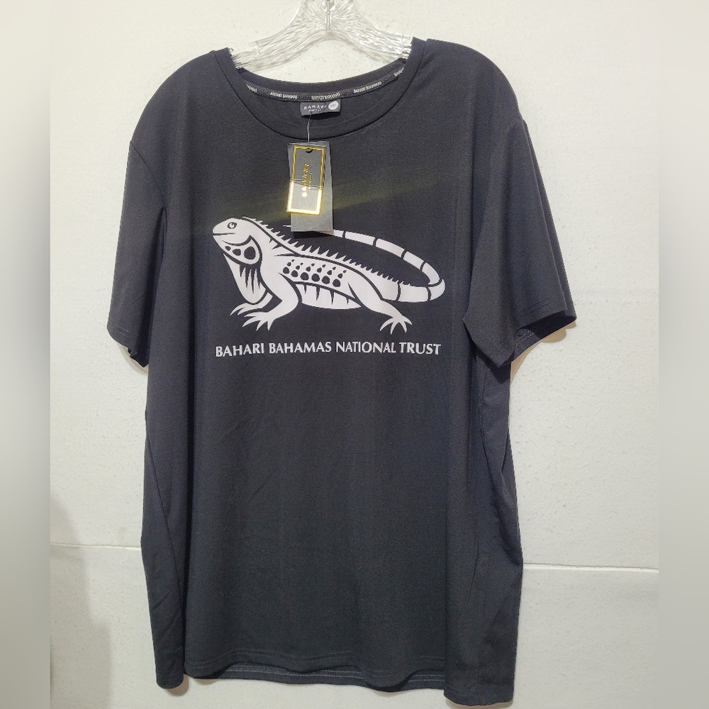 BAHARI BAHAMAS NATIONAL TRUST JMS LADY FASHION NYLON IGUANA SHIRT 2XL BLACK